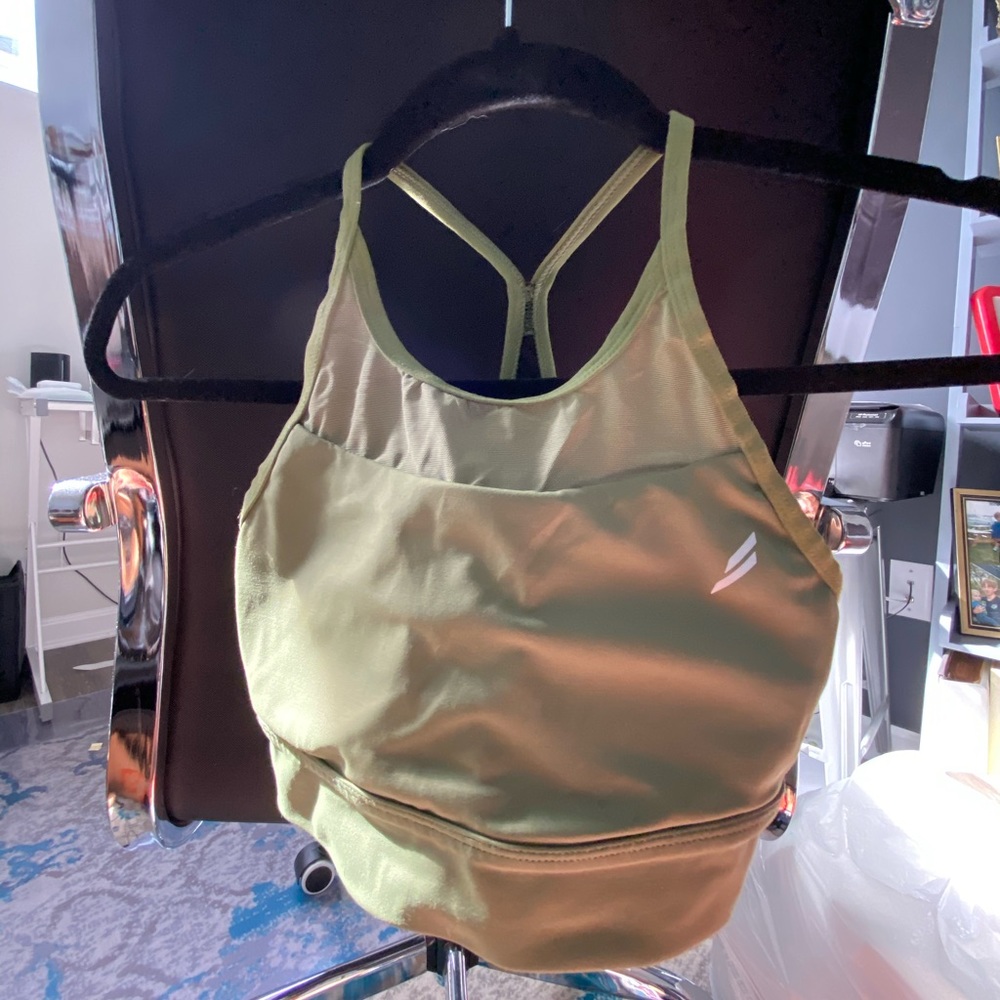 Do you even- camo green mesh halter sports bra